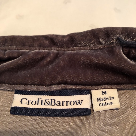 Gray Silver Stretch Velvet Boyfriend Tunic Shirt. Medium - Picture 6 of 6